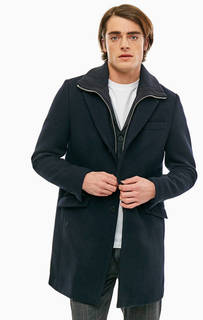Синее пальто с высоким содержанием шерсти Antony Morato