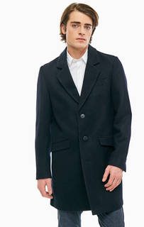 Полушерстяное пальто темно-синего цвета Antony Morato
