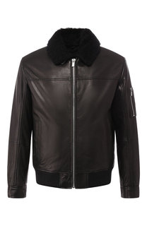 Кожаный бомбер на молнии HUGO