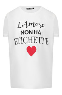 Хлопковая футболка с надписью Dolce & Gabbana