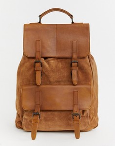 Светло-коричневый рюкзак из замши и кожи ASOS DESIGN - Рыжий