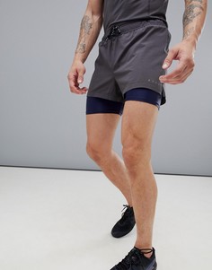 Серые шорты 2 в 1 из быстросохнущей ткани ASOS 4505 - Серый