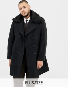 Пальто в стиле милитари со съемным искусственным мехом на воротнике Gianni Feraud Plus Premium - Черный