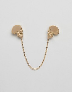 Золотистая цепочка на воротник с черепом Twisted Tailor - Золотой