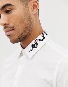 Узкая рубашка с вышивкой в виде змей Devils Advocate - Белый