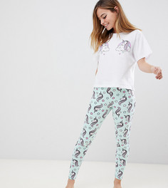 Пижама с футболкой и леггинсами ASOS DESIGN Petite - Мульти