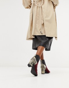 Темно-красные ботинки на каблуке New Look - Красный