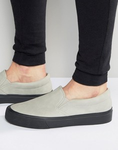 Серые кеды-слипоны с черной подошвой ASOS - Кремовый