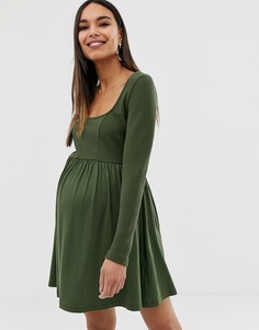 Кроткое приталенное платье с длинными рукавами ASOS DESIGN Maternity - Зеленый
