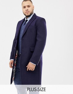 Темно-синее фактурное пальто из букле на основе шерсти Gianni Feraud Plus Premium - Темно-синий