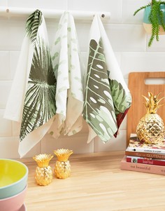 Три кухонных полотенца с принтом листьев Bloomingville - Мульти
