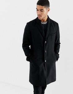 Черное пальто с добавлением шерсти HUGO Malte - Черный