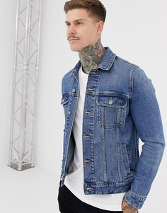 Приталенная выбеленная джинсовая куртка в стиле вестерн ASOS DESIGN - Синий