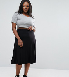 Удлиненная трикотажная юбка миди ASOS CURVE - Черный
