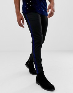 Черные узкие брюки с бархатной отделкой Burton Menswear - Черный