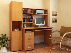 Компьютерный стол Милан-3 с надставкой и колонкой МФ Мастер
