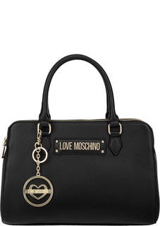 Кожаная сумка с отделениями по бокам Love Moschino