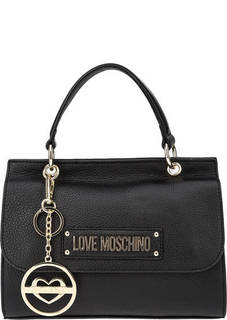 Кожаная сумка с откидным клапаном Love Moschino