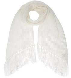 Молочно-белый шарф с бахромой Trussardi Jeans
