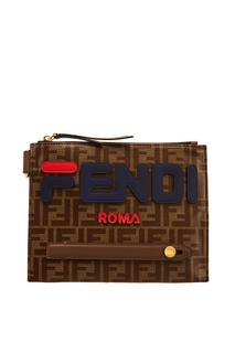Коричневая сумка-мессенджер с логотипами Fendi x FILA