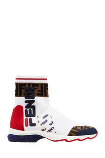 Белые ботинки с контрастной отделкой Fendi