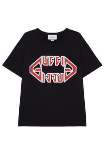 Черная футболка оверсайз с логотипом Gucci