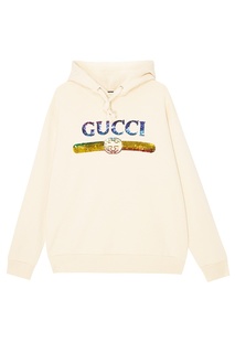 Белое худи с пайетками Gucci