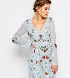 Платье мини с длинными рукавами и вырезом сзади Frock and Frill - Синий