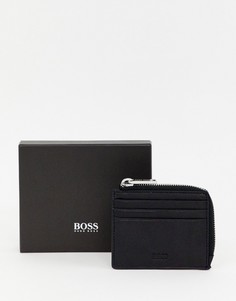 Черный кожаный бумажник с отделением для монет BOSS Majestic - Черный