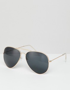 Солнцезащитные очки-авиаторы с черными стеклами 7X - Золотой