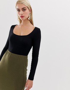 Черное трикотажное боди с квадратным вырезом Vero Moda - Черный