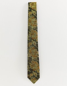 Золотистый галстук с цветочным принтом Burton Menswear - Золотой