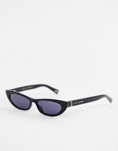 Солнцезащитные очки в черной узкой овальной оправе Marc Jacobs - Черный