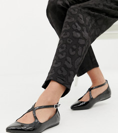 Черные балетки с ремешком New Look Wide Fit - Черный