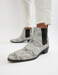 Белые кожаные ботинки со змеиным принтом House Of Hounds - Бежевый
