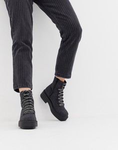 Походные ботинки с квадратным носком и толстой подошвой ASOS DESIGN Avril - Серый