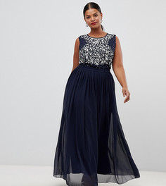 Платье макси с декоративной отделкой Lovedrobe Luxe - Темно-синий