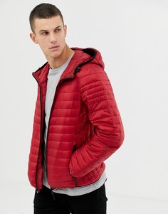 Легкая стеганая куртка с капюшоном красного цвета Celio - Красный