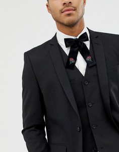 Бархатный галстук-бабочка с вышивкой ASOS DESIGN - Черный