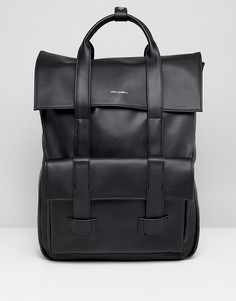 Черный рюкзак из искусственной кожи с карманом и двумя ремешками ASOS DESIGN - Черный