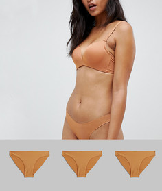 Набор из 3 бесшовных бразильских трусов ASOS DESIGN - Коричневый