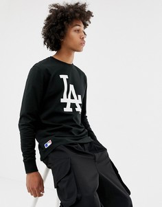 Черный лонгслив с логотипом команды L.A Dodgers на груди New Era MLB - Черный