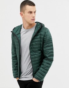 Зеленая легкая стеганая куртка с капюшоном Celio - Зеленый