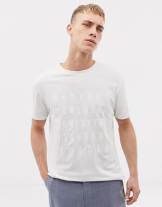 Кремовая приталенная футболка с надписью на груди Tiger of Sweden Jeans - Белый