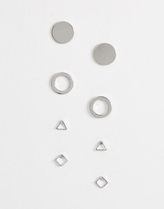 Серьги геометрической формы Nylon - Серебряный
