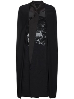 Rick Owens пальто-кейп с кожаной отделкой
