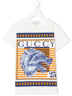 Gucci Kids футболка с принтом волка и логотипа