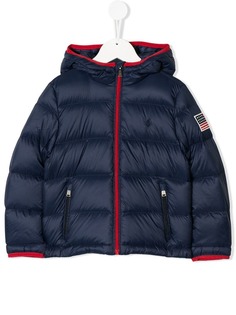 Ralph Lauren Kids пуховик с нашивкой-флагом