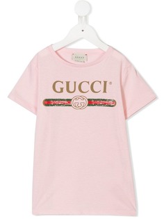 Gucci Kids футболка с винтажным принтом логотипа