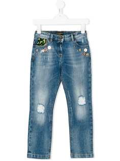 Dolce & Gabbana Kids декорированные джинсы с рваными деталями